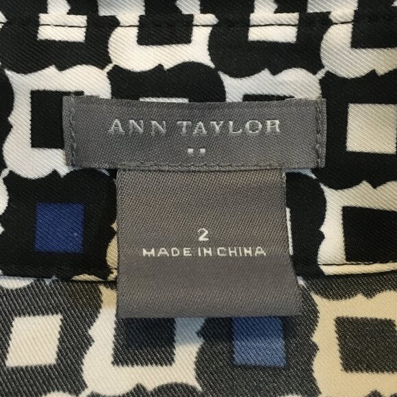 Ann Taylor Designer Ogee Print Tie Hem Dress Shirt - Picture 9 of 16